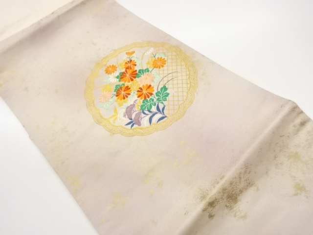 JAPANESE NAGOYA OBI / WOVEN AUTUMN FLOWERS